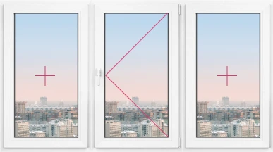 Трехстворчатое окно Rehau Geneo 2600x2600 - фото - 1